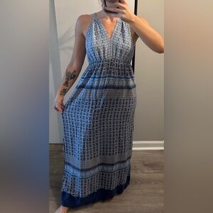 Fleur Bleue Blue Patterned Maxi Dress 💙– Size 4